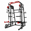 Smith Machine with Aluminum Pulley, 2200 Lbs Power Rack Cage with Cable Crossover, Weight Bar, 360° Landmine, Barbell Holders and Other Attachments, Total Body Strength Training Cage