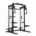 Power Cage, 2000LB Squat Rack, Dual Pulley Cable Crossover System, Multi-Function Free Weight Home Gym Workout Machine with Attachments