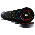 370 Lb Olympic Rubber Bumper Weight Plate Set with 2” Steel Hub Inserts
