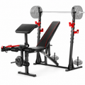 Adjustable Weight Bench 900LBS Olympic Weight Bench Set W/Squat Rack, Preacher Curl, Leg Extension Full Body Workout Bench Press